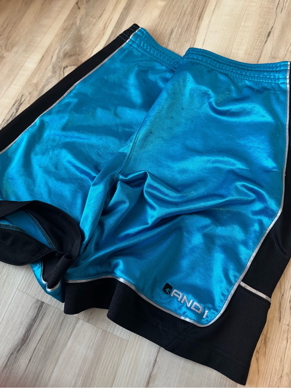 Y2K AND1 Men’s Athletic Basketball Shorts - Turquoise/Black
